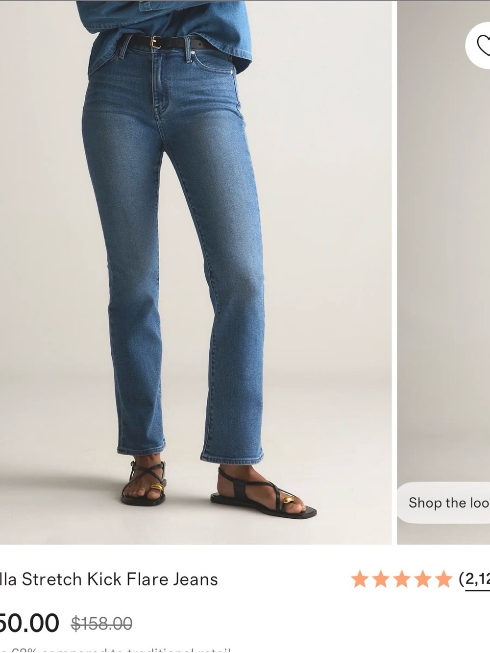 Quince Blue Stretch Kick Flare Jeans